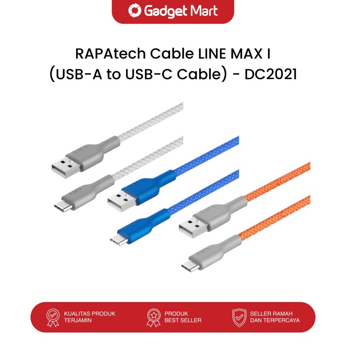 RAPAtech Cable LINE MAX I (USB-A to USB-C Cable) 3A 120cm - DC2021