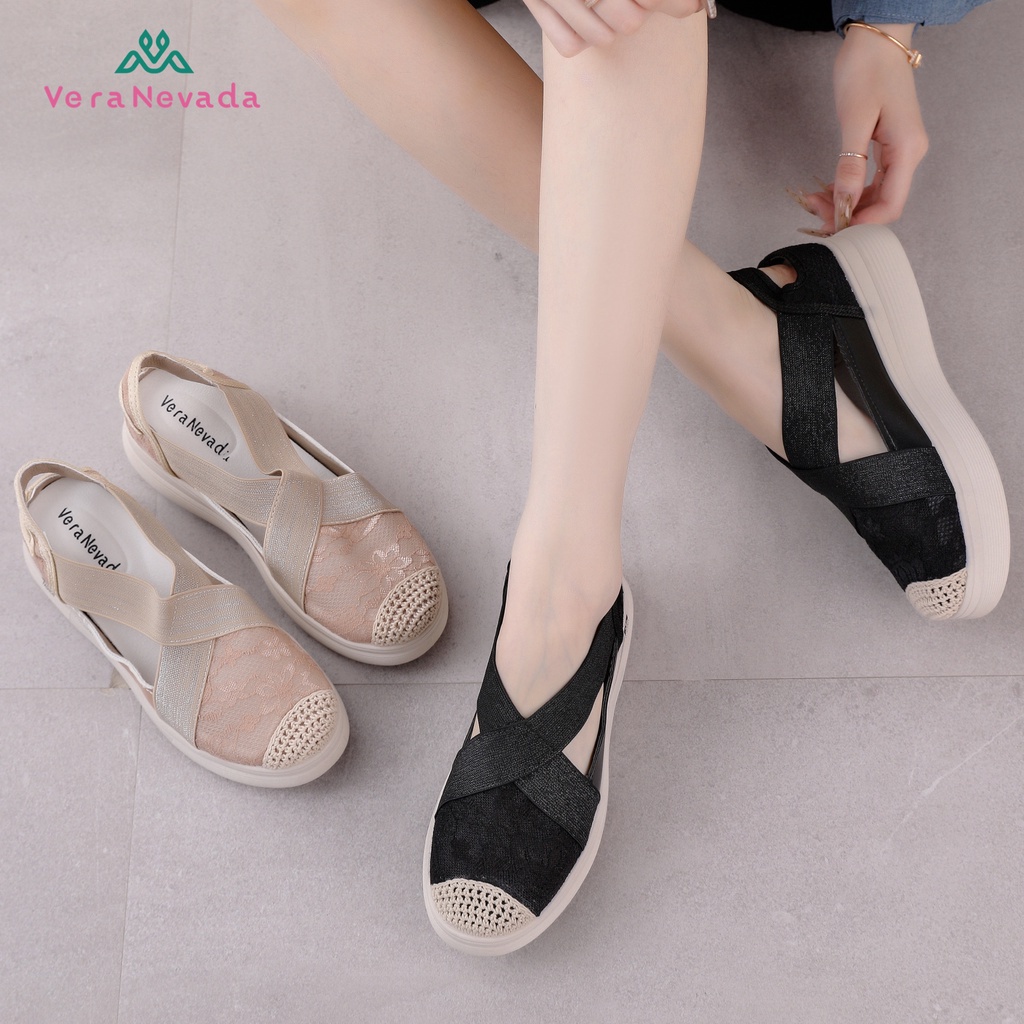 Ivony Seivona - VN1152 Vera Nevada Janice Sepatu Wedges Brokat Wanita Shoes