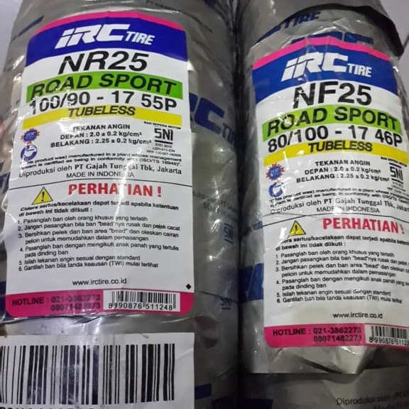 ban luar 80 100 17 nf25 dan 100 90 17 nr25 megapro monoshock irc