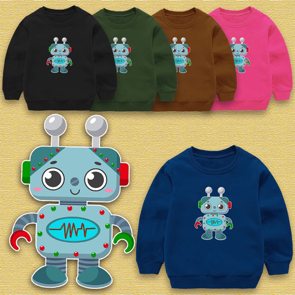 Sweater crewneck anak MACHINE CUTE ROBOT baju anak perempuan laki laki lucu