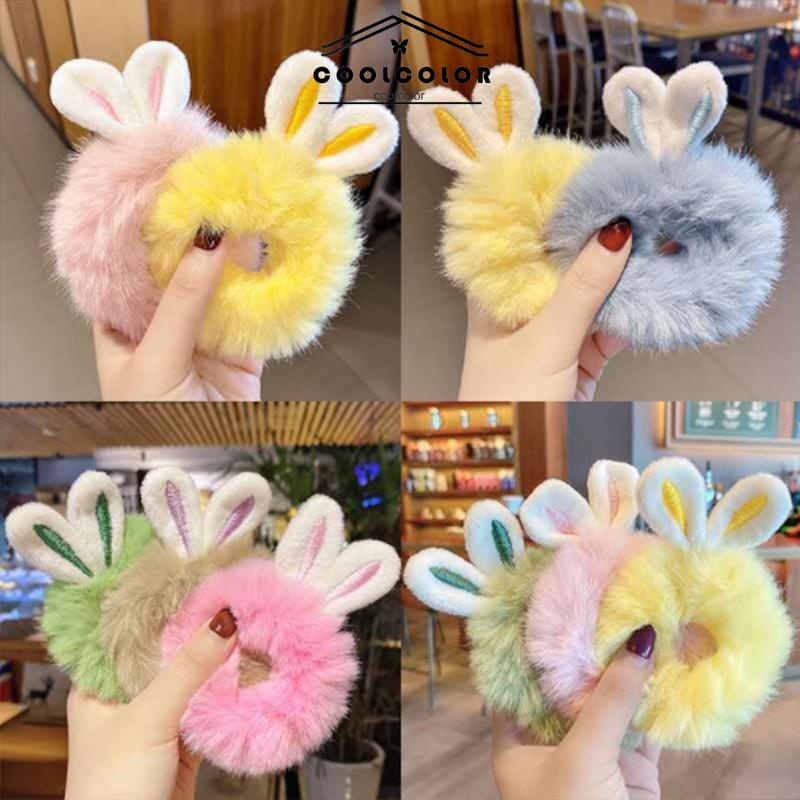 COD❤️Ikat Rambut Bulu Elastis Motif Kartun  ins Lucu Kelinci Rabbit Korean Style- cl