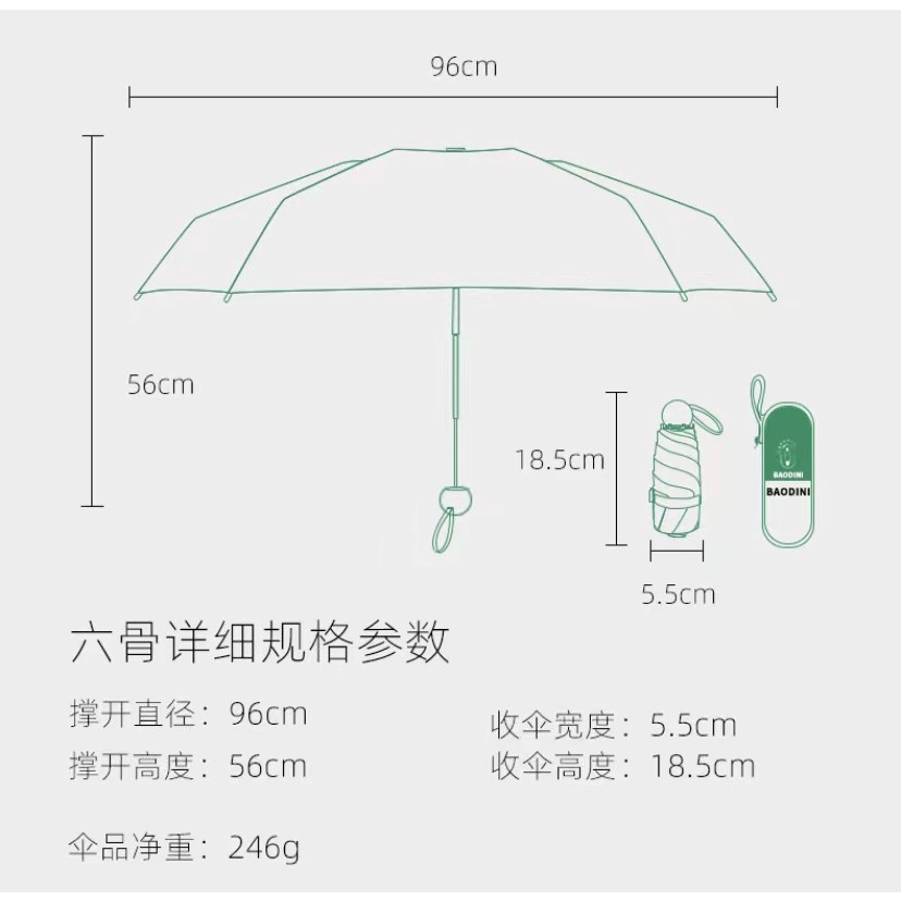 Payung Kapsul / Payung Lipat import dengan UV Protection warna doff kokoh 8 tulangan dan otomatis premium