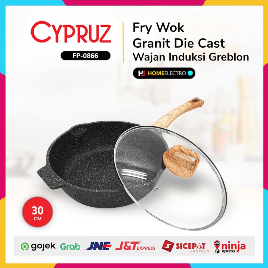 Cypruz FP-0866 Fry Wok Granit Die Cast 30 cm Wajan Induksi Greblon