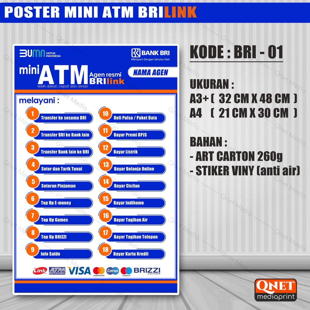 

POSTER & STIKER MINI ATM BRILINK + LAMINASI GLOSSY