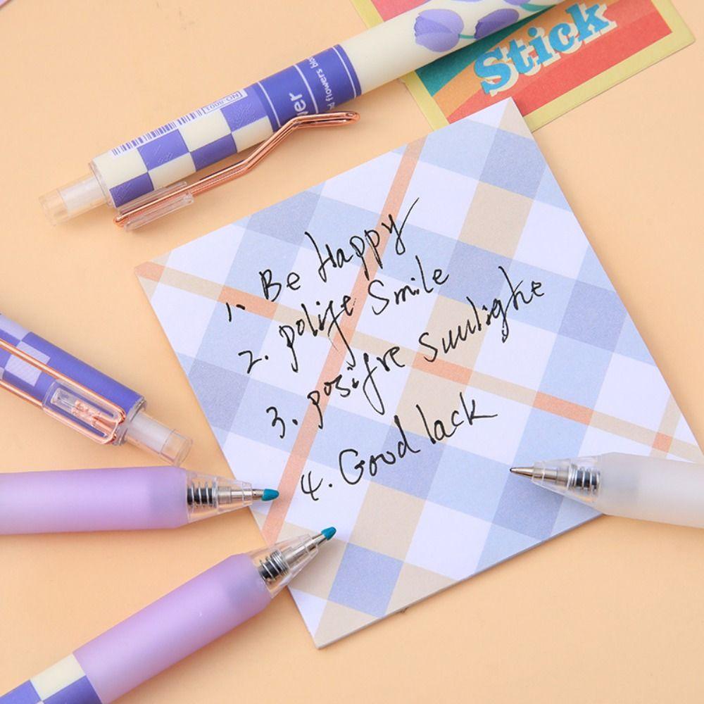 Nanas 6PCS/Set Pena Gel Kartun Mutil-styles Dengan Klip Alat Tulisan Tinta Hitam Tulip Signature Pen