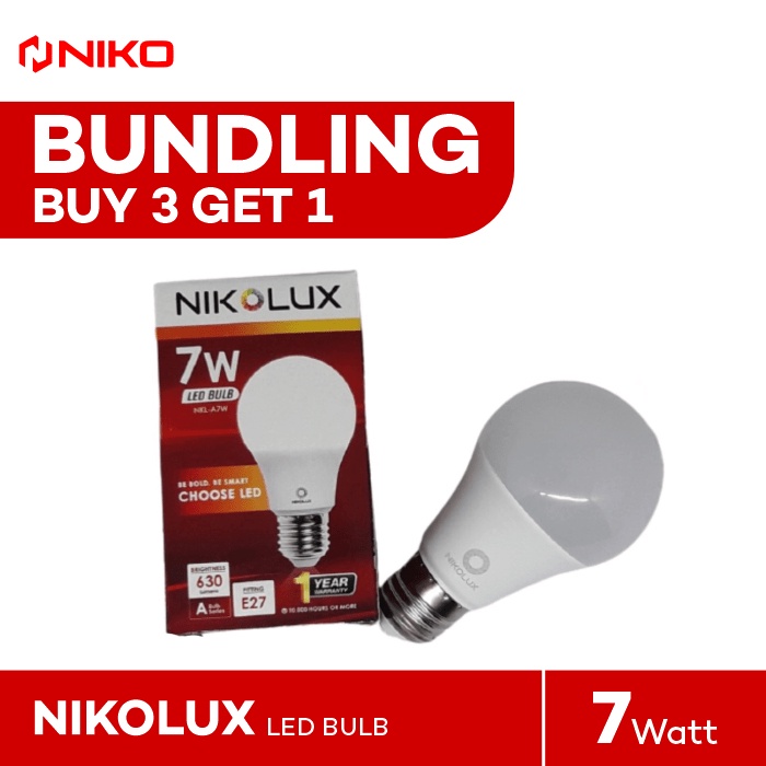 Beli 3 Free 1 NIKOLUX LAMPU LED 7 WATT WHITE