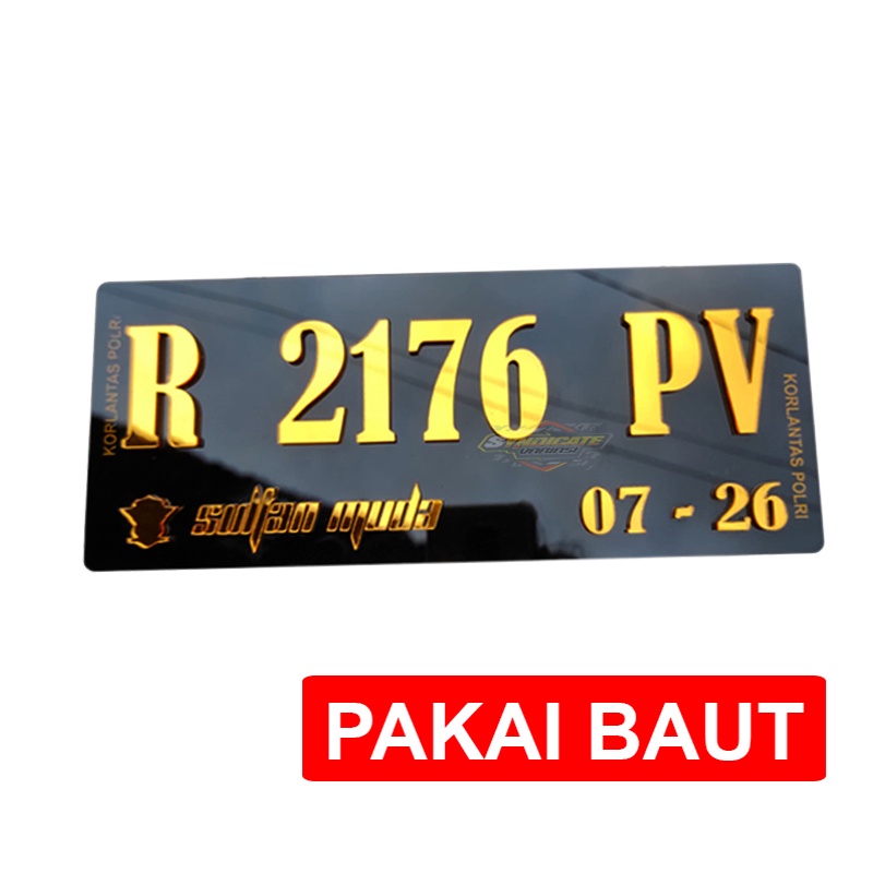 Plat Motor Timbul Gold Baut