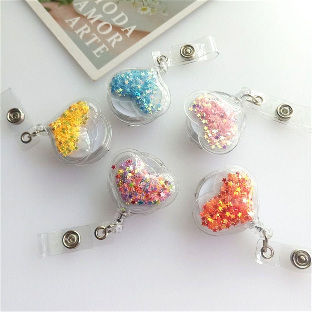 [Elegan] Retractable Badge Reel Kantor Kreatif Dada Kartu Nama Tag Pasir Hisap Kartu Kerja Klip Nama Card Holder