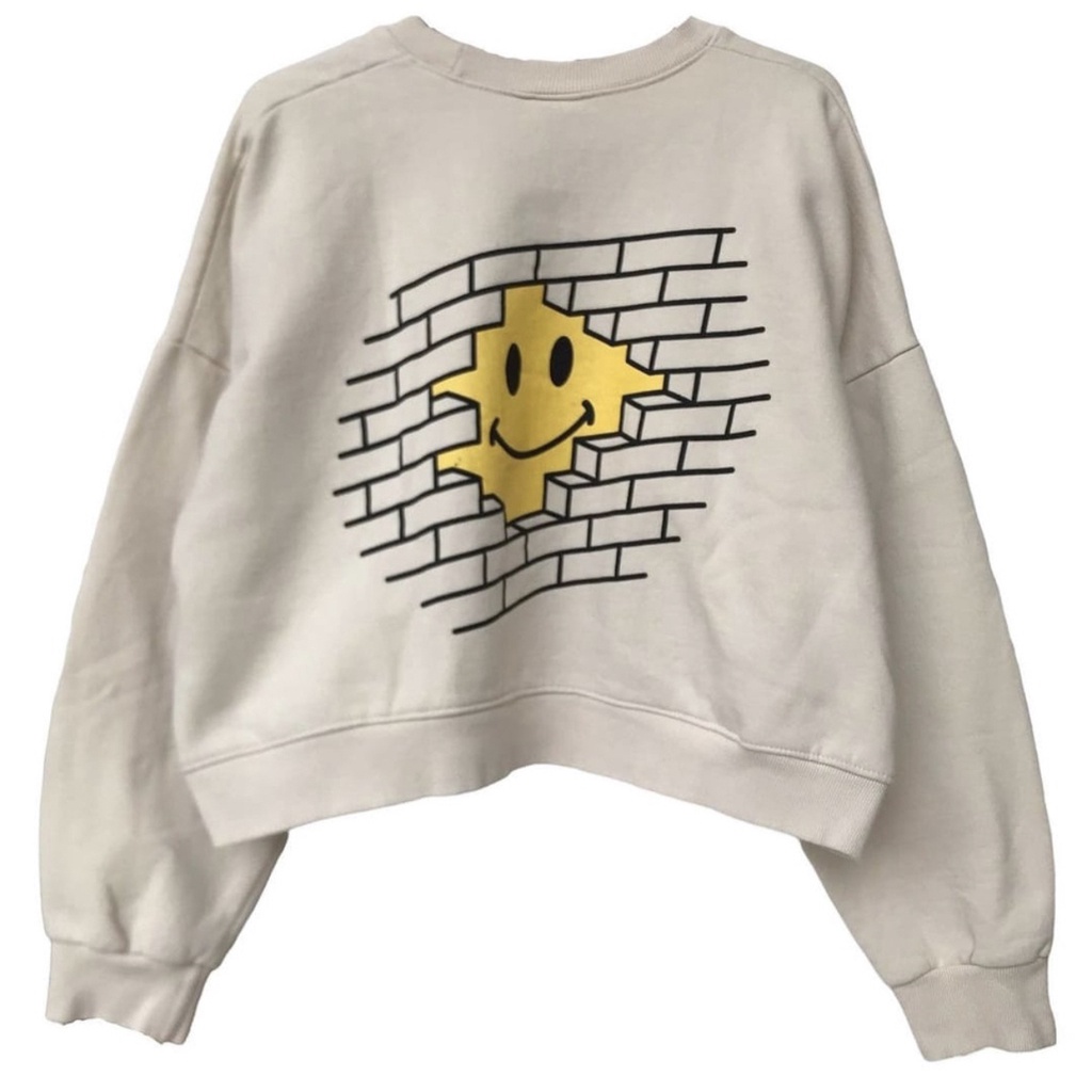 2SIDE BUILD SMILE EMOTICON SWEATER OVERSIZE BAHAN FLEECE