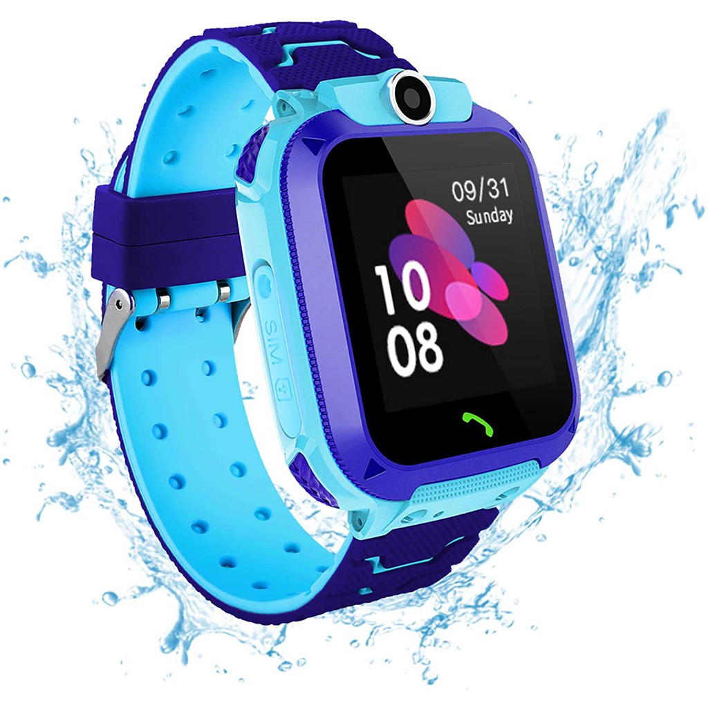 Imo Anti Air IP67 Jam tangan anak telepon - anak Gps Digital Smartwatch anak Waterproof Kids Smart Watch-Blue-Tahan Air-2G