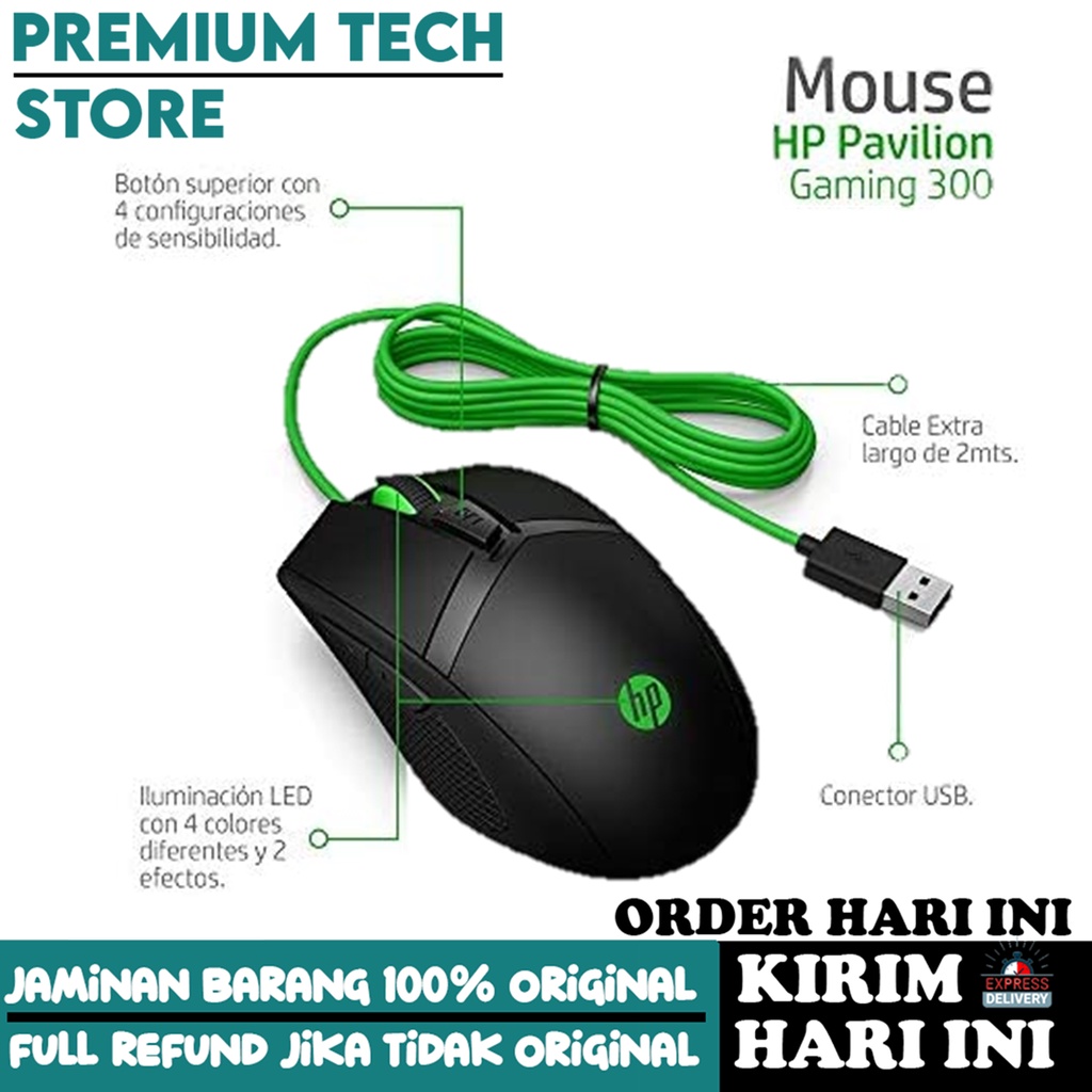 HP PAVILION GAMING MOUSE 300 BLACK - GARANSI 1 TAHUN