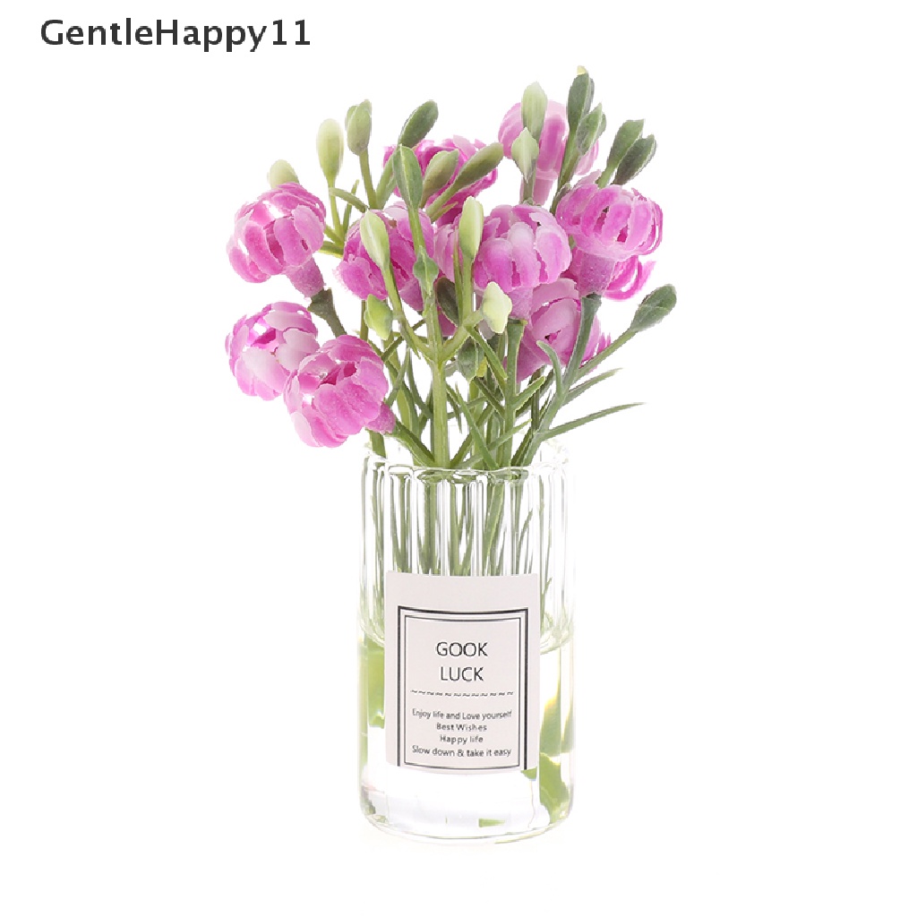 GentleHappy 1:12 Dollhouse Miniature Jasmine Flower Vase Doll Home Simulation s id