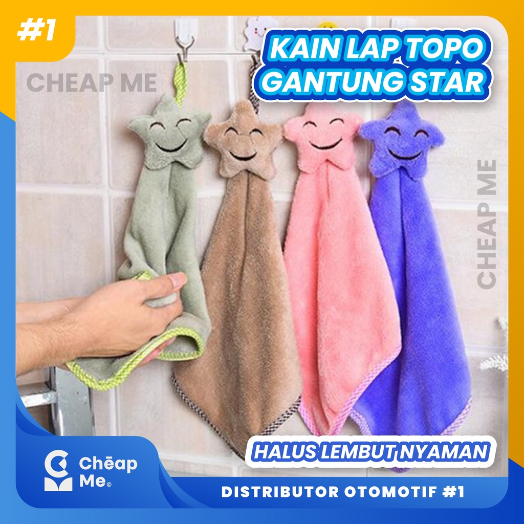 Kain TOPO Microfiber Lap Gantung MURAH / LAP TANGAN Microfiber Gantung motif STAR