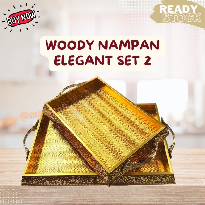 Woody Nampan set2 elegant Gold Tray hantaran seserahan lamaran nikah