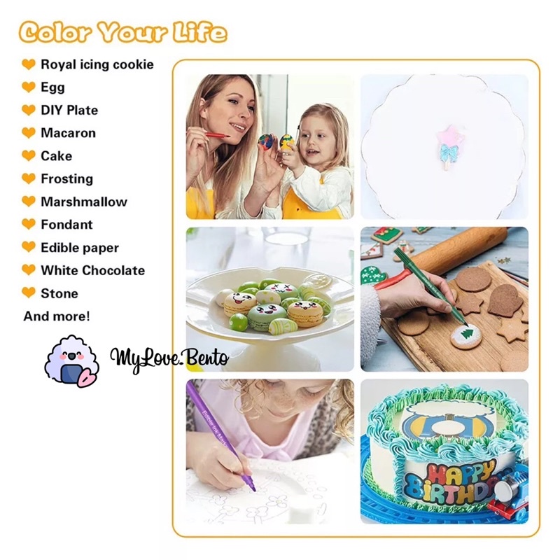 

RK 10 Pcs - Edible Food Pen Untuk Makanan Kue Roti Cookiee Baking Decoration Pulpen Dekorasi Makanan