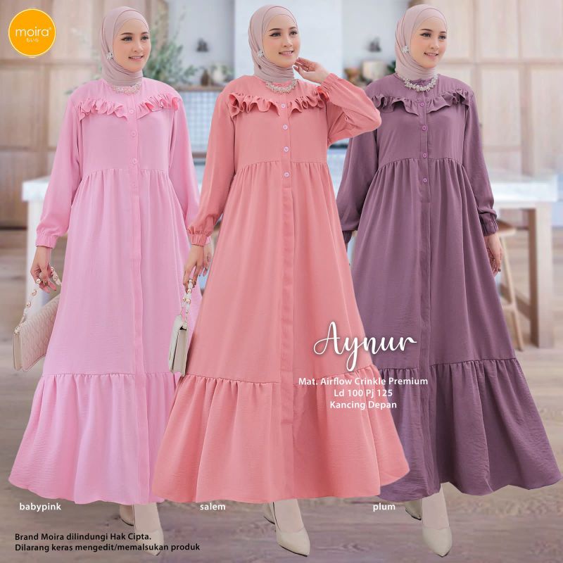 Gamis Midi Dress Maxy Wanita Terbaru Muslim Muslimah Ori Moira / Aynur