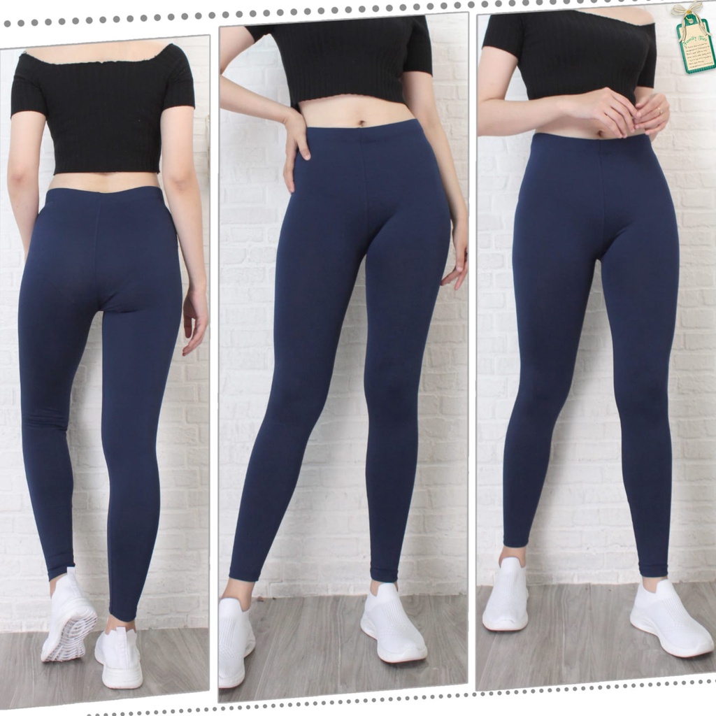 Leging Wanita Dewasa Panjang - Lejing Wanita Tebal -  Celana Legging Panjang Wanita Legging Dewasa Leging Polos-BIRU NAVY