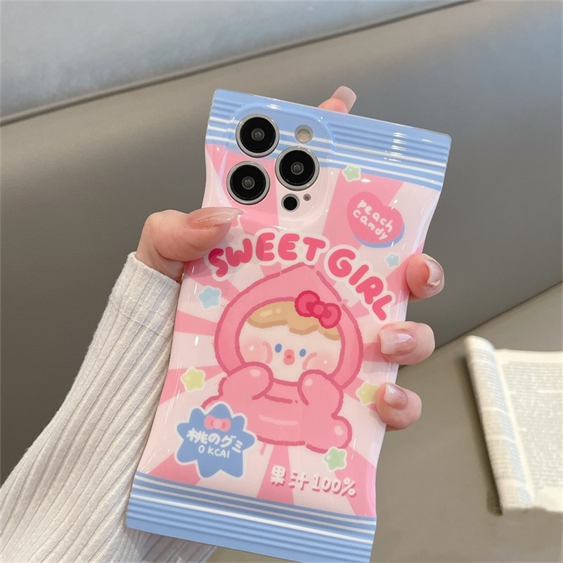 Soft Case Silikon Motif Kartun Permen Pink Untuk iPhone 14 13 12 11 Pro Max X Xr Xs Max 8 7 6 6s Plus