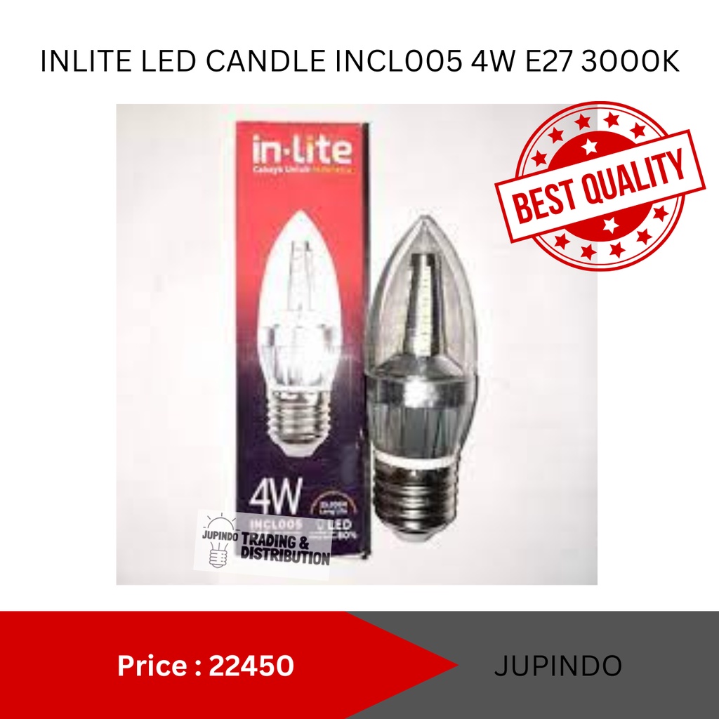 Lampu Candle LED IN-LITE 4 Watt E27 & E14 INCL005 - Putih, E14 - INLITE LED CANDLE INCL005 4W E27 30