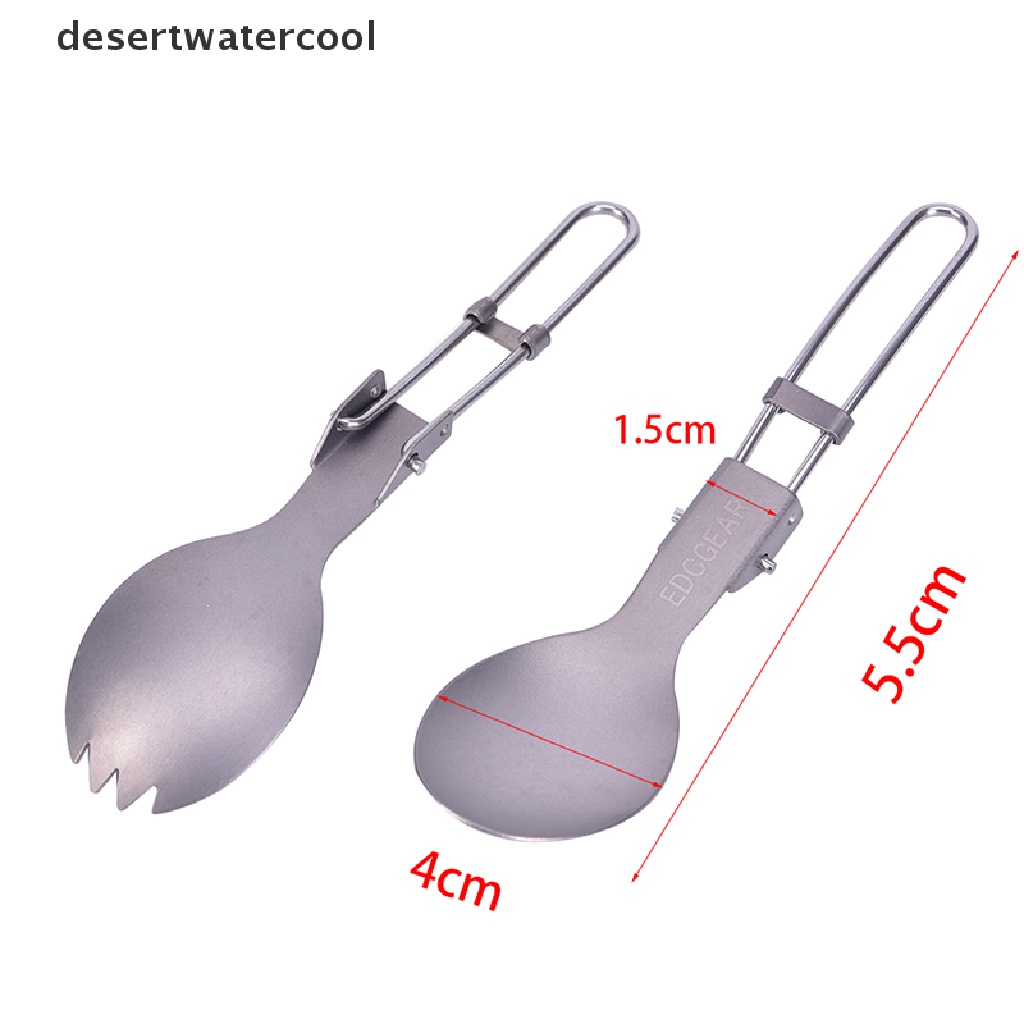 Deid Sendok Garpu Lipat Bahan Titanium Untuk Camping / Outdoor