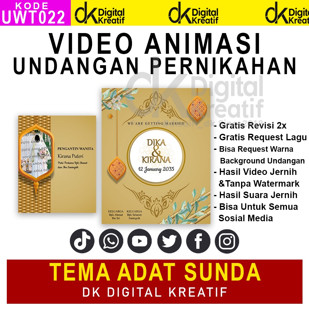 Undangan Pernikahan Online Video Tema Adat SUNDA DK Digital Kreatif UWT022