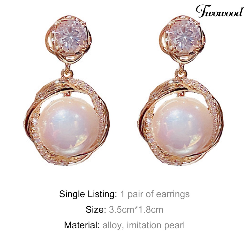 Anting Mutiara Berlian Imitasi Model Simple Untuk Wanita