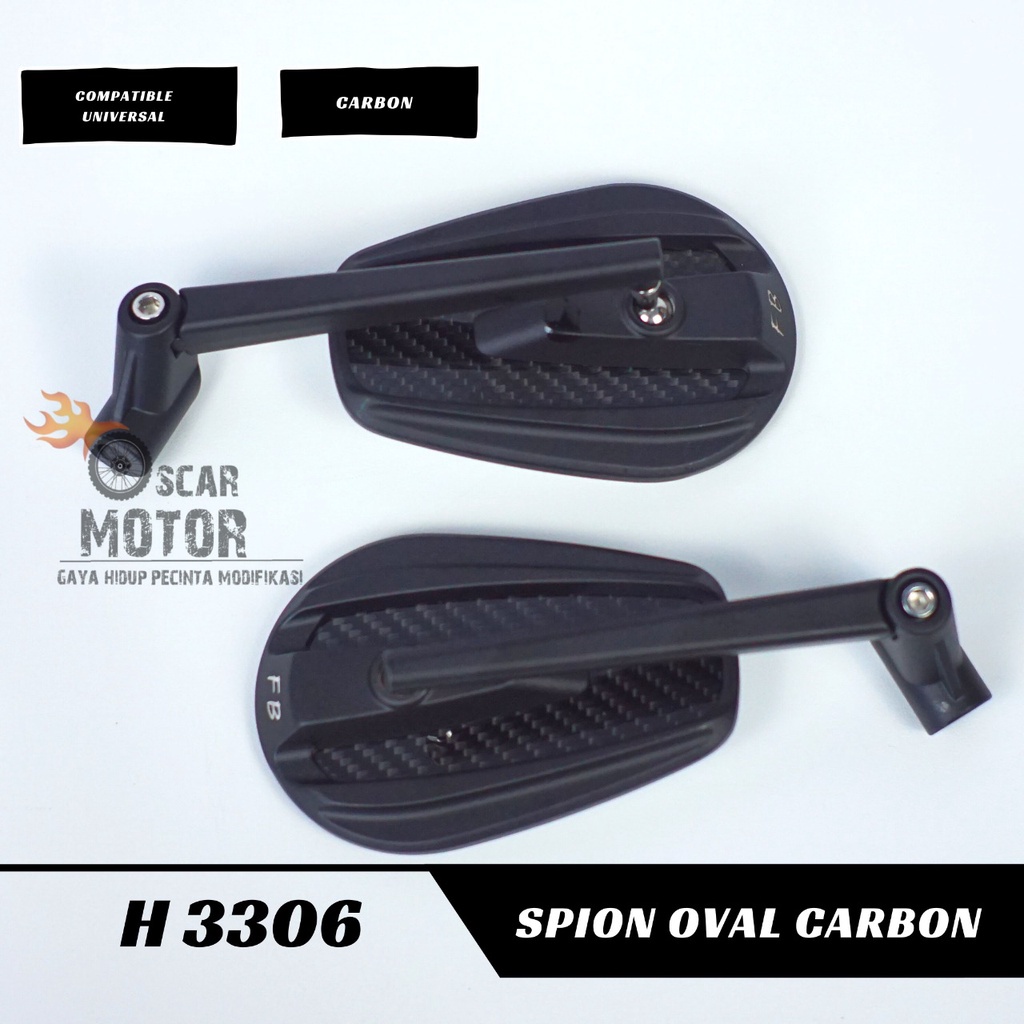 KACA SPION MOTOR FULL CNC ALUMINIUM REAR MIRROR MODEL OVAL UNIVERSAL   By Mega_Racing