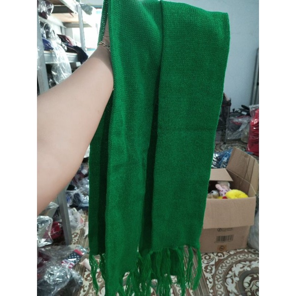 syall syal scraf shawl rajut polos hijau natal polos wool
