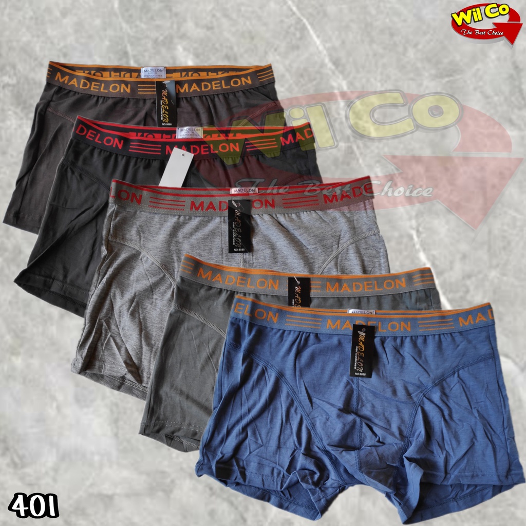 K401L - (HARGA LUSINAN 12Pcs) CELANA DALAM BOXER PRIA IMPORT MADELON SIZE M - XL