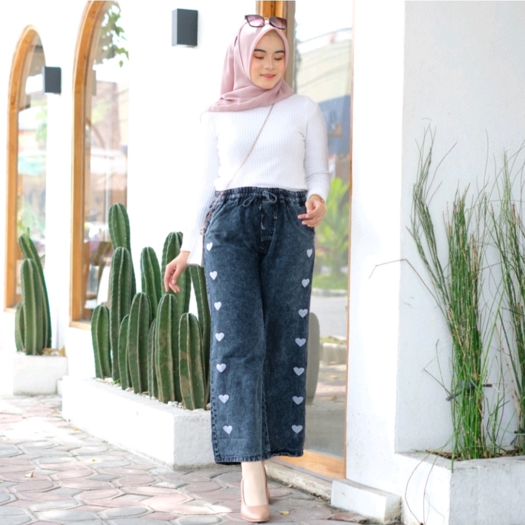 Highwaits Kulot jeans wanita Love Pants Loose