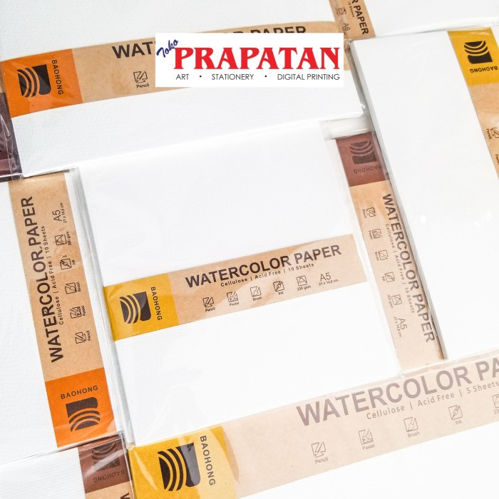 

Baohong Cellulose Watercolor Paper A6/A5/A4/A3 - 230.300.350gsm - A6 350GSM NANDAA