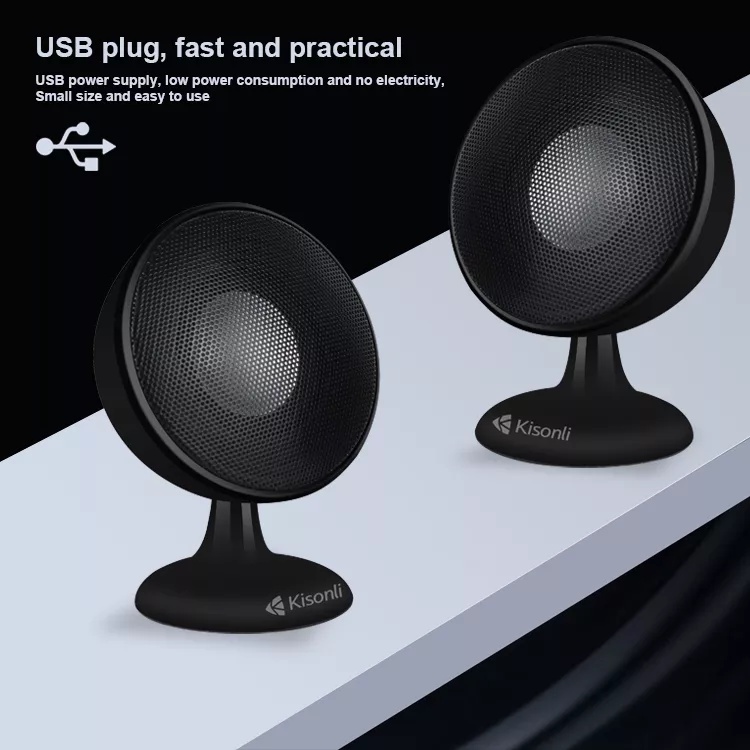 KISONLI Speaker Mini Komputer / Laptop S-888 Hitam Super Bass Effect With Volume Control-3