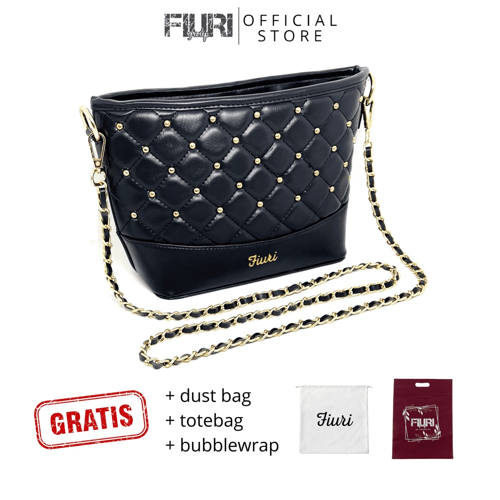 FIURI - OMI BAG MIDNIGHT BLACK - TAS SELEMPANG WANITA HITAM - TAS TREND IMPORT KOREA MURAH - SLINGBAG CEWEK - OUTFIT OOTD FASHION WANITA LEBARAN HARI RAYA RAMADHAN