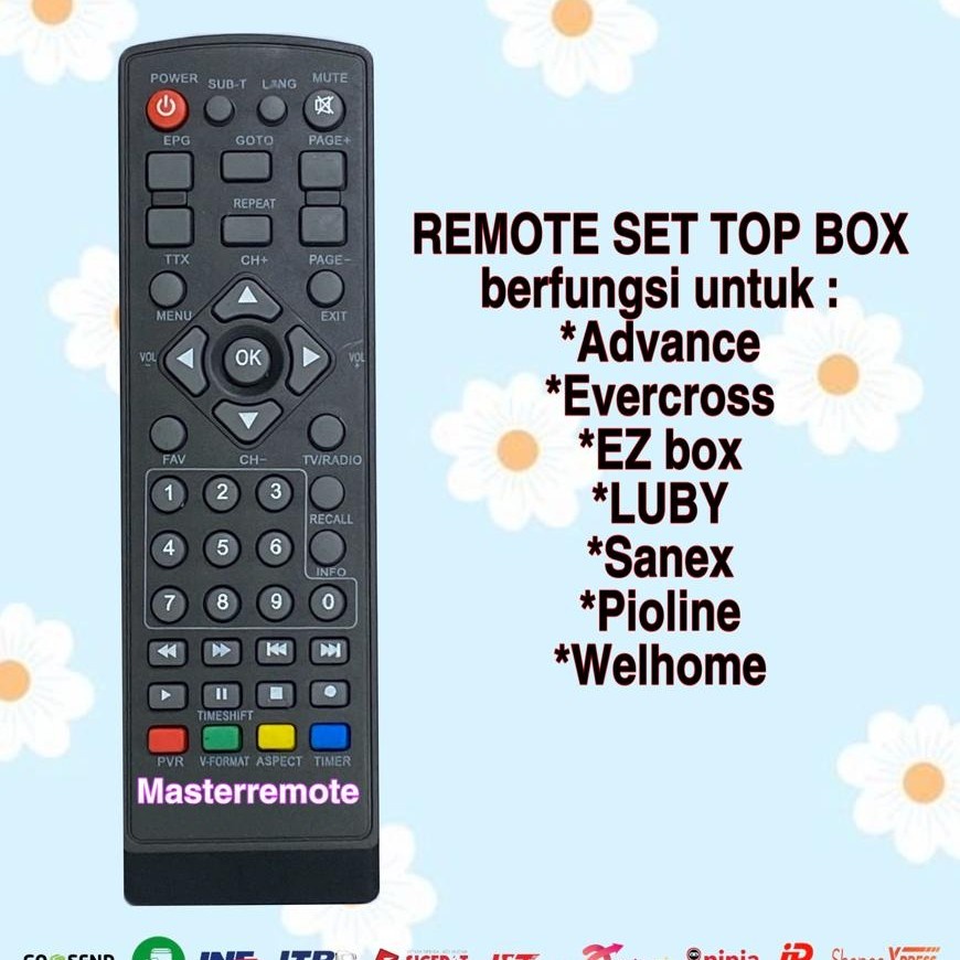 Remote STB Remot Set Top Box Multi Merk Setbox LUBY / NOISE / WELHOME / ADVANCE / PIOLINE / EXBOX Settopbox Penerima Siaran Chanel Digital Teresial Langsung Pakai Tanpa Seting Murah Berkualitas