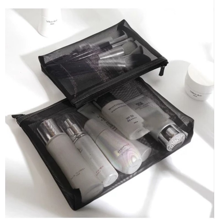 Tas Kuas Tas Perlengkapa Mandi Tas Rias Tas Kosmetik Tas Makeup Hitam Tas Travel