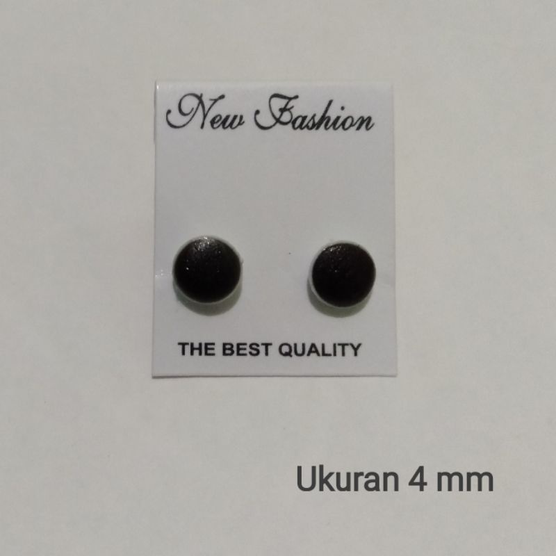 Anting bulat hitam anting tusuk plastik 4mm