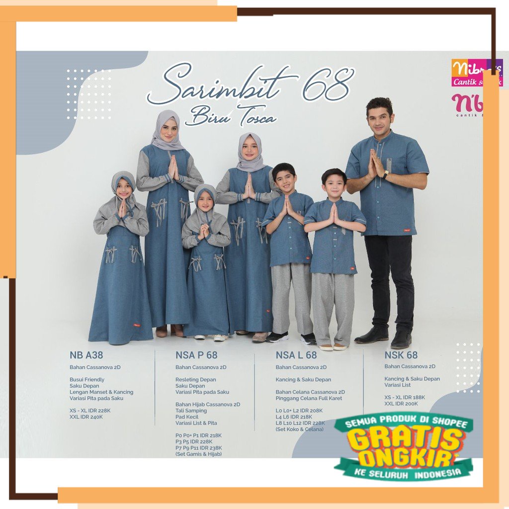SPESIAL PIALA DUNIA 2022 NEW / SARIMBIT NIBRAS 68 / NIBRAS 2020 / BAJU COUPLE MUSLIM LEBARAN KELUARG