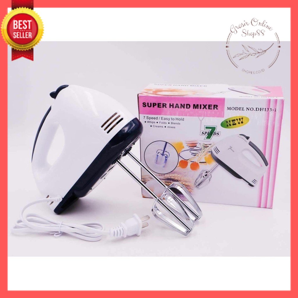 GOS B303 - Besar Hand Mixer, Pengaduk 7 Kecepatan Otomatis - Free 4 Buah Alat Pengocok / Mixer