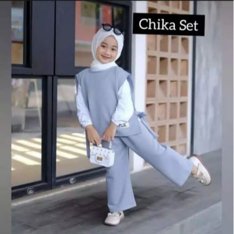 Baju Anak Perempuan // Chika Set three in One Original // Setelan Anak Perempuan Usia 3-12 Tahun / /