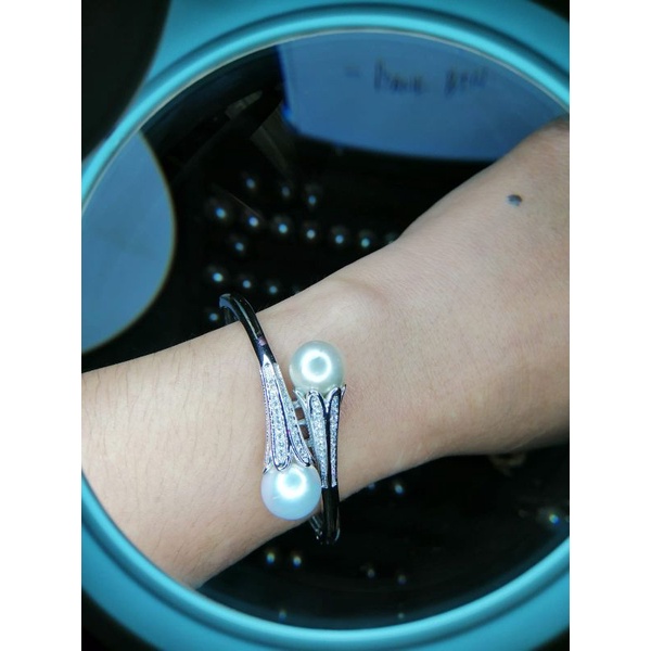 Gelang Mutiara Air Laut Lombok/Perak Lapis Emas 18K