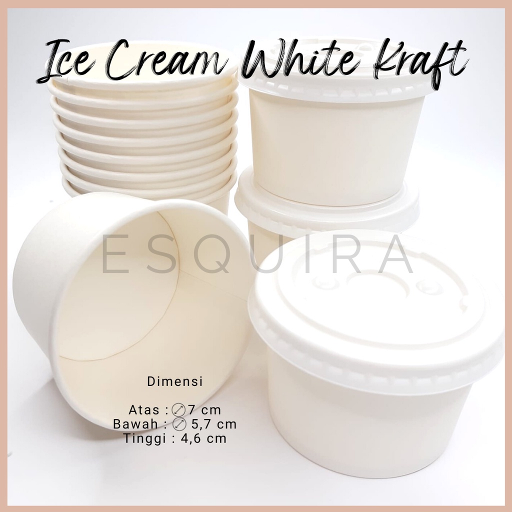 White Ice Cream Cup / Kraft Es Krim Tubs 4oz + PS Lid / 10 pcs / IC4-PS4