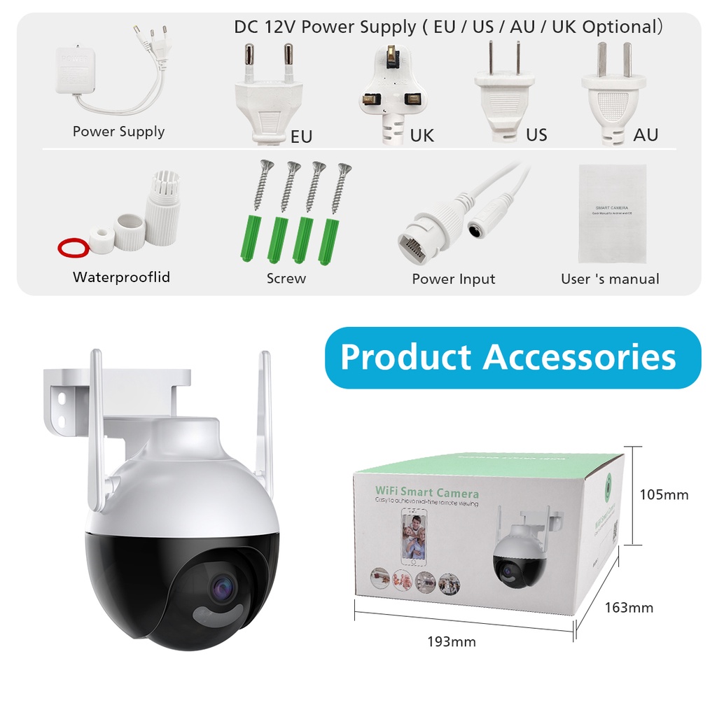 Hamrol 4MP Wifi IP Camera Outdoor PTZ Camera AI Tracking Wireless CCTV Security Camera P2P iCsee APP