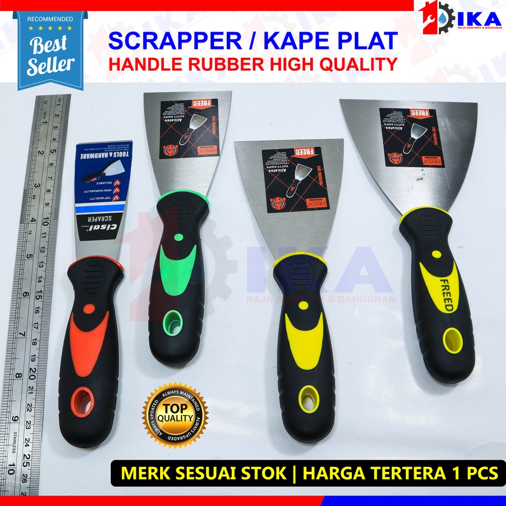 Kape Gagang Karet 2 2.5 3 4 Inch Kapi Steel Skrap Pisau Dempul Pengerok Cat Scraper Scrapper Inci In VPR Wanly Kape Gagang  / Scraper / Skrap / Scrap / Kape Plat Gagang