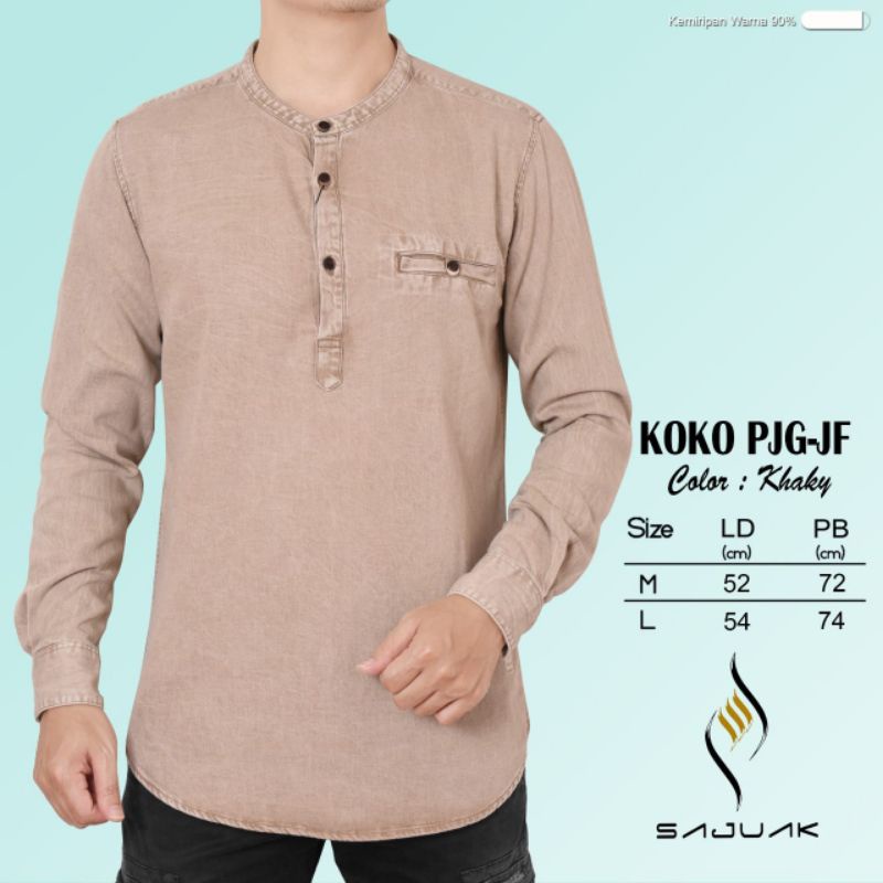 baju kemeja koko kemko pria lengan panjang denim terbaru limited JF original sajuak