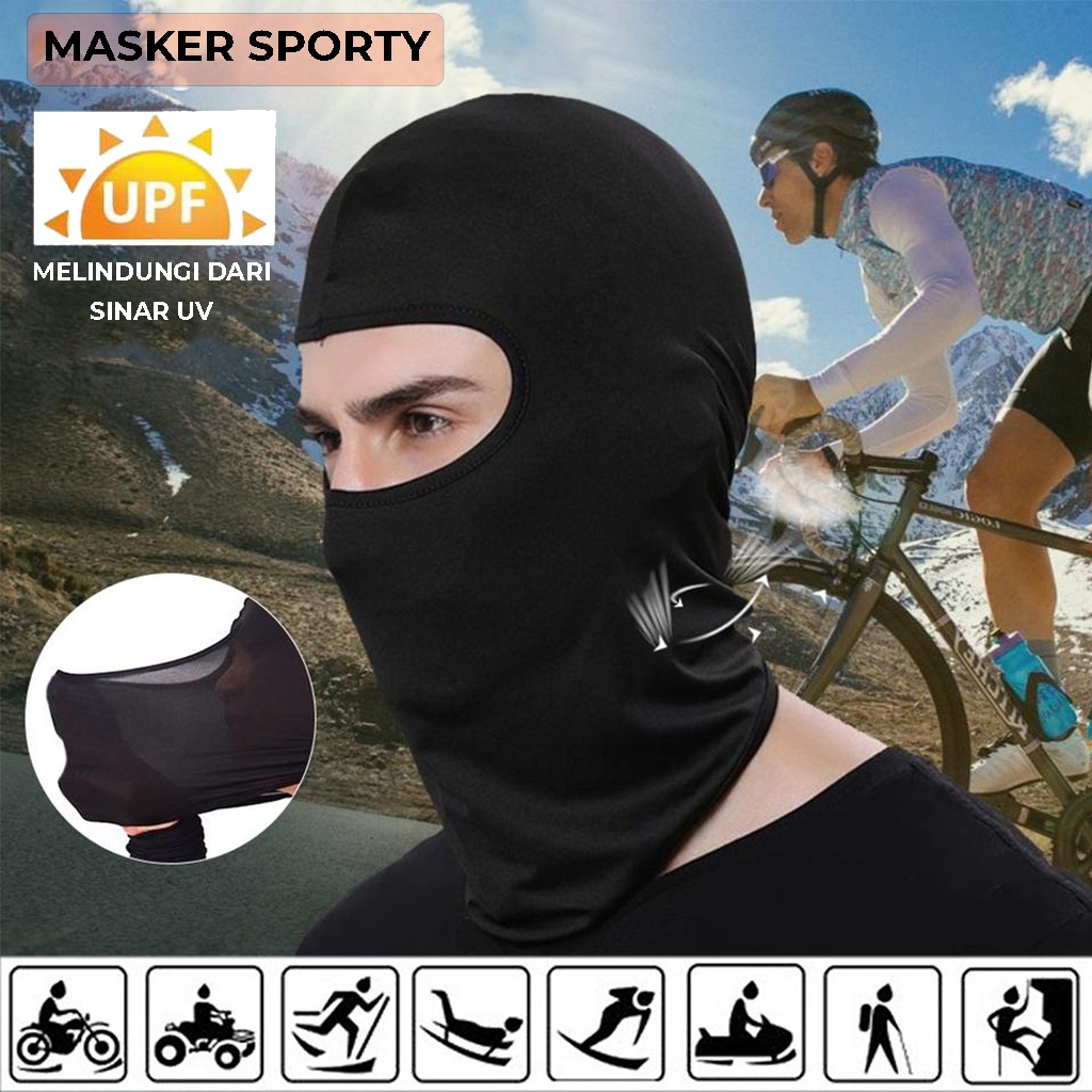 Masker Ninja Polos Full Face Sarung Kepala Saat Berkendara Motor Alat Penutup Pelindung Wajah Kepala Anti Debu Masker Slayer | GROSIRXPRESS