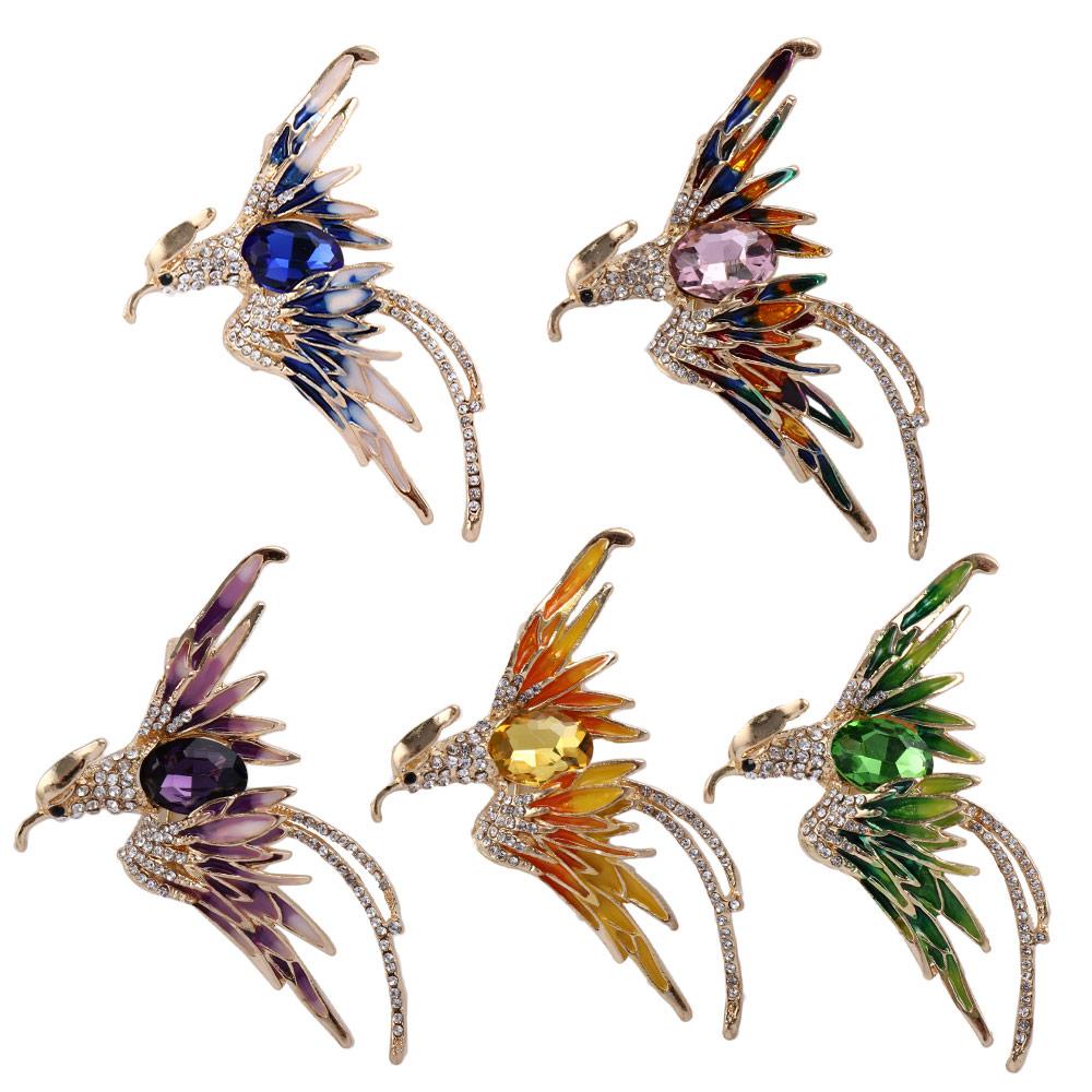 Agustina Burung Bros Elegan Manis Pesta Perhiasan Aksesoris Pakaian Berlian Imitasi Gaya Cina Bros Lencana Pin