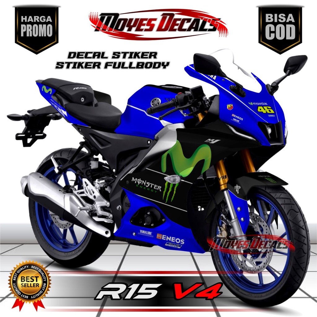 BISA COD Decal Stiker R15 V4 Full Body Motif Movistar Warna Biru Hitam