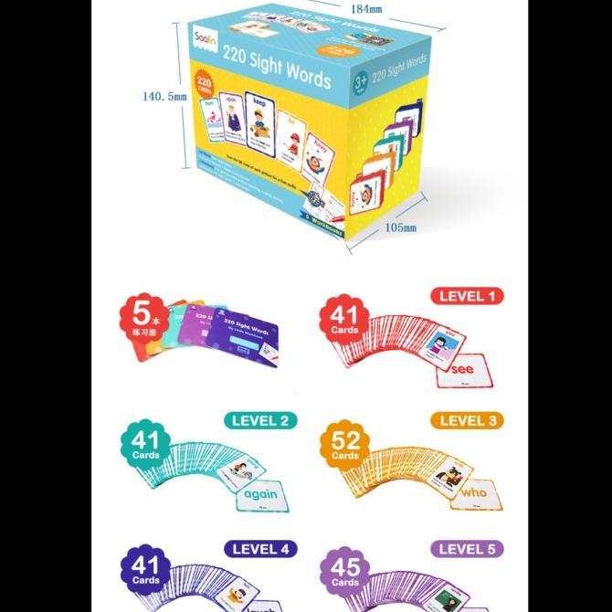 Saalin 220 Sight Words Flash Cards Mainan Edukasi Anak