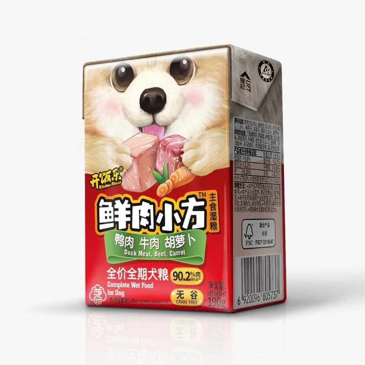 Kitchen Flavor Dog Wet Food Duck Beef Carrot 190gr