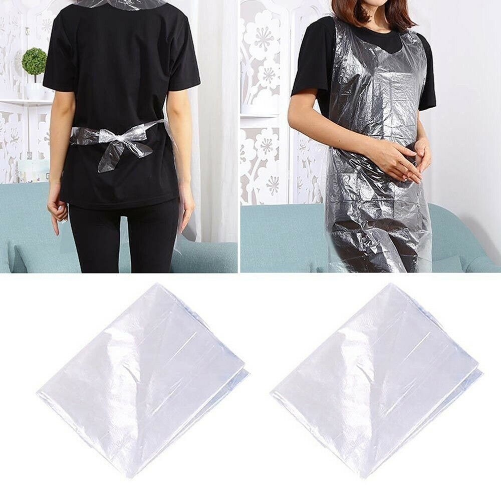 Apron Disposable Clear Material PE Celemek Transparan Plastik Anti Cipratan Minyak Masakan Anti Air Waterproof Greaseproof Transparent Celemek Sekali Pakai Mudah Digunakan Grosir Prakarya Malang